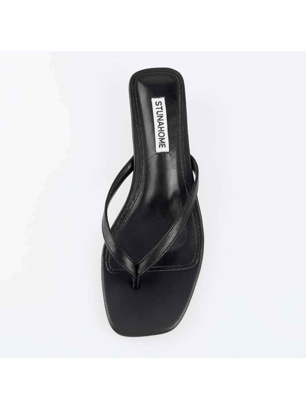 Women's Black Square Open Toe 1.4 Inches Comfortable Thong Flip Flop Heels - Picture 6 of 6